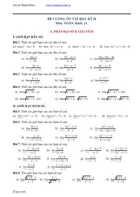 Đề cương ôn tập học kỳ II môn Toán - Khối 11